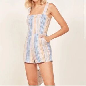 Reformation island linen Marbella striped romper